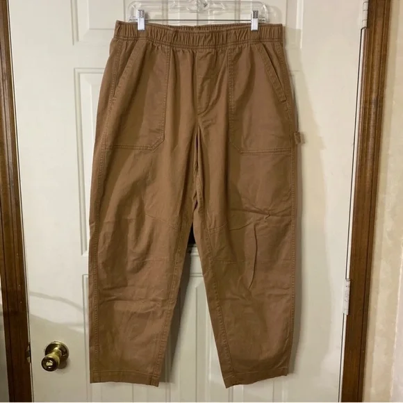 Old Navy High Rise Pulla Utility Pants Womens Large Brown Pull On Stretch - Picture 5 of 9